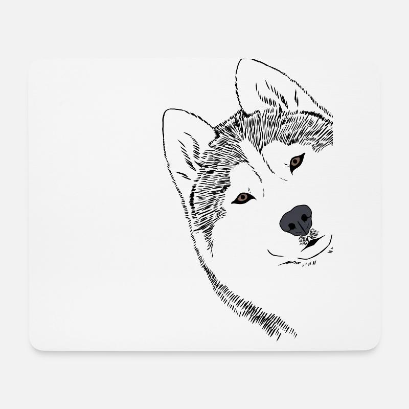 Neugieriger Siberian Husky Hund - Mousepad (Querformat) - Weiß