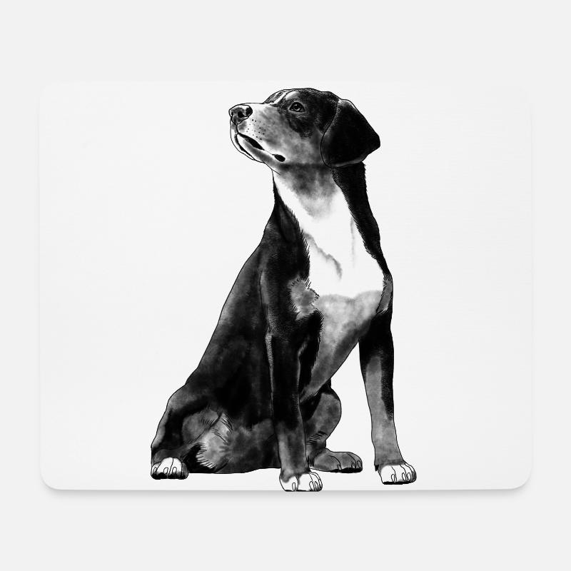Sitzender Entlebucher Sennenhund Hund - Mousepad (Querformat) - Weiß