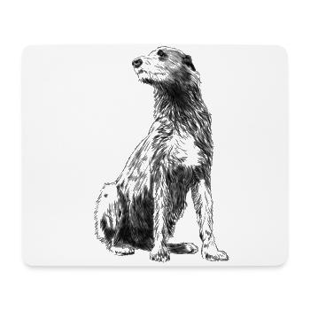 Sitting Irish Wolfhound Dog - Mouse Pad (horizontal) - white - Front