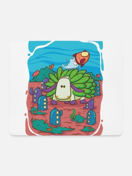 Blatt-Schaf-Schnecke besucht Unterwasserstadt - Mousepad (Querformat) - Weiß