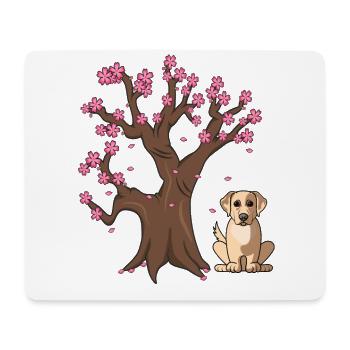 Labrador Retriver Dog Love-r Japanese Cherry Bloss - Mouse Pad (horizontal) - white - Front