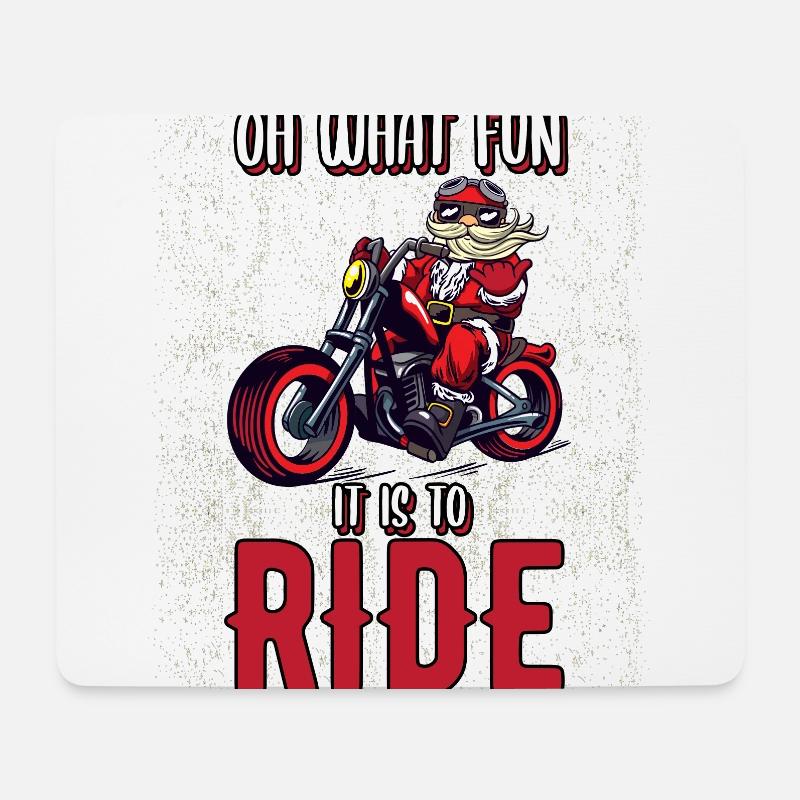 Weinachten Motorradfahrer Santa Claus Biker - Mousepad (Querformat) - Weiß