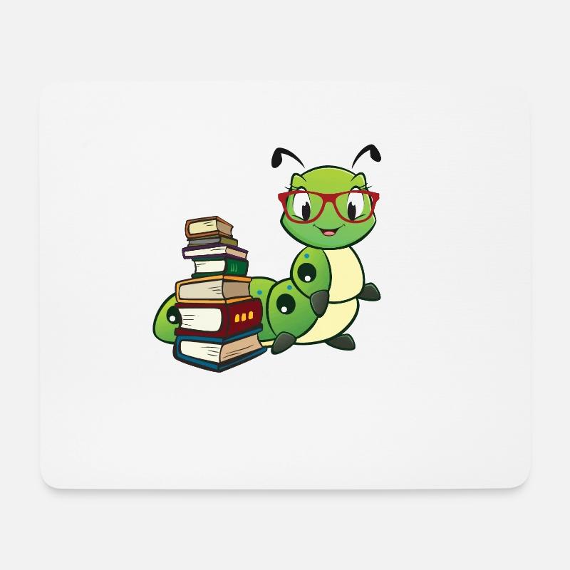 Bücherwurm - Mousepad (Querformat) - Weiß