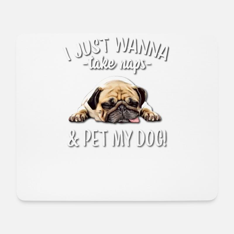 Mops - Mousepad (Querformat) - Weiß