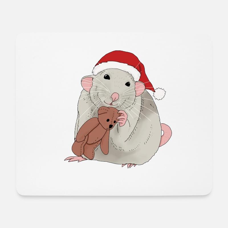 Christmas rat - Mouse Pad (horizontal) - white