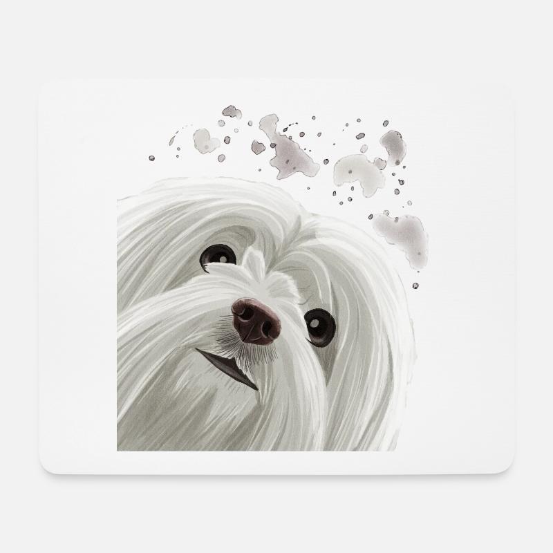 Curious Maltese Dog - Mouse Pad (horizontal) - white