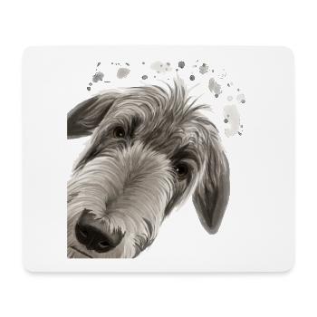 Neugieriger Deerhound Hund - Mousepad (Querformat) - Weiß - Vorne
