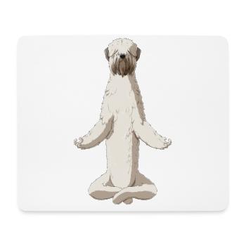 Yoga Irish Soft Coated Wheaten Terrier chien - Tapis de souris (format paysage) - blanc - Devant