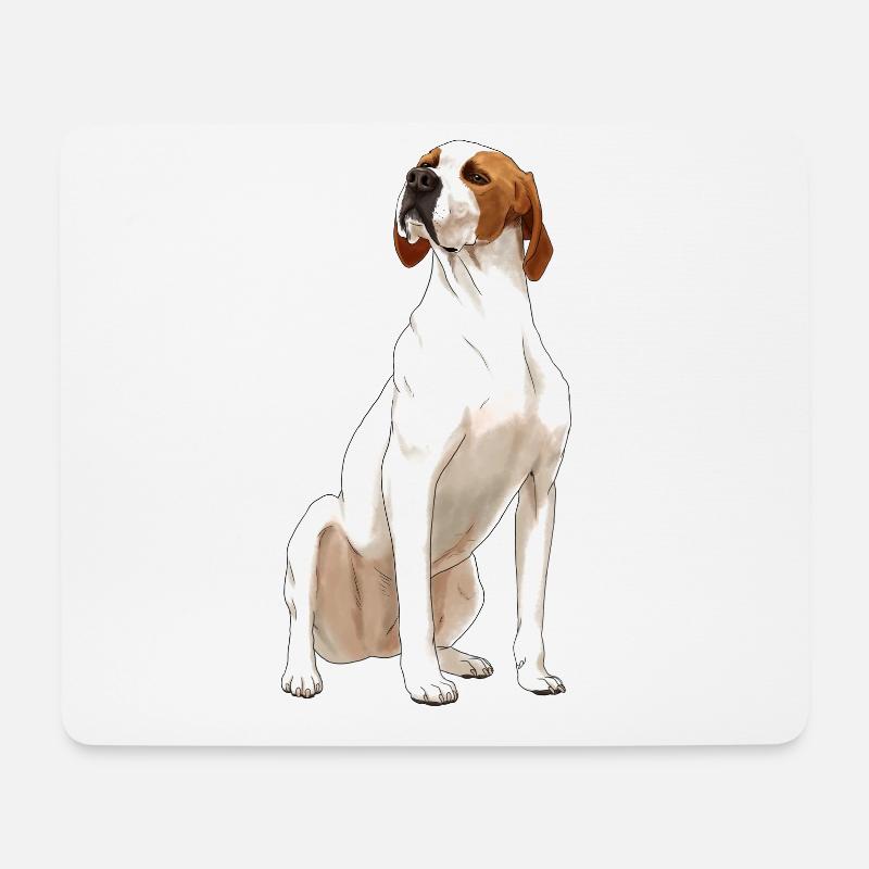 Sitzender English Pointer Hund - Mousepad (Querformat) - Weiß