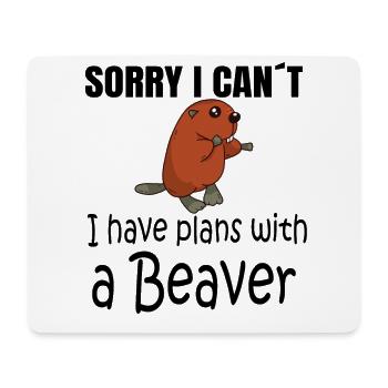 BEAVER: Plans with a Beaver - Mouse Pad (horizontal) - white - Front