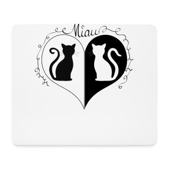 Chats sur coeur en noir et blanc. - Tapis de souris (format paysage) - blanc - Devant