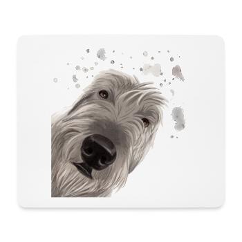 Curious Irish Wolfhound Dog - Mouse Pad (horizontal) - white - Front