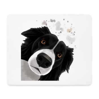 Curious Border Collie Dog - Mouse Pad (horizontal) - white - Front