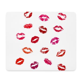 Lips & Kisses / Lippen & Küsse / Liebe / Verliebte - Mousepad (Querformat) - Weiß - Vorne