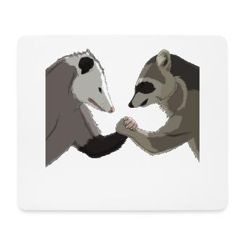 Opossum Raccoon Arm Wrestle - Mouse Pad (horizontal) - white - Front