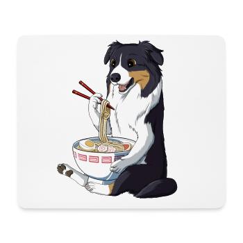 Japanese Kawaii Ramen Australian Shepherd Dog - Mouse Pad (horizontal) - white - Front