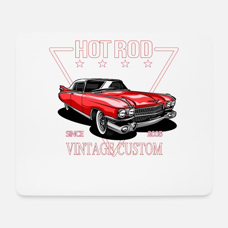 Vintage Custom HOT ROD Car - Mousepad (Querformat) - Weiß