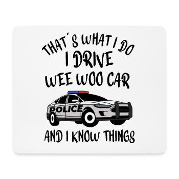 POLICE / COP / OFFICER : Wee Woo Car - Tapis de souris (format paysage) - blanc - Devant