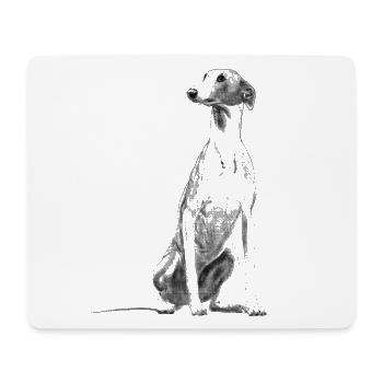 Sitzender Greyhound Windhund Whippet Hund - Mousepad (Querformat) - Weiß - Vorne