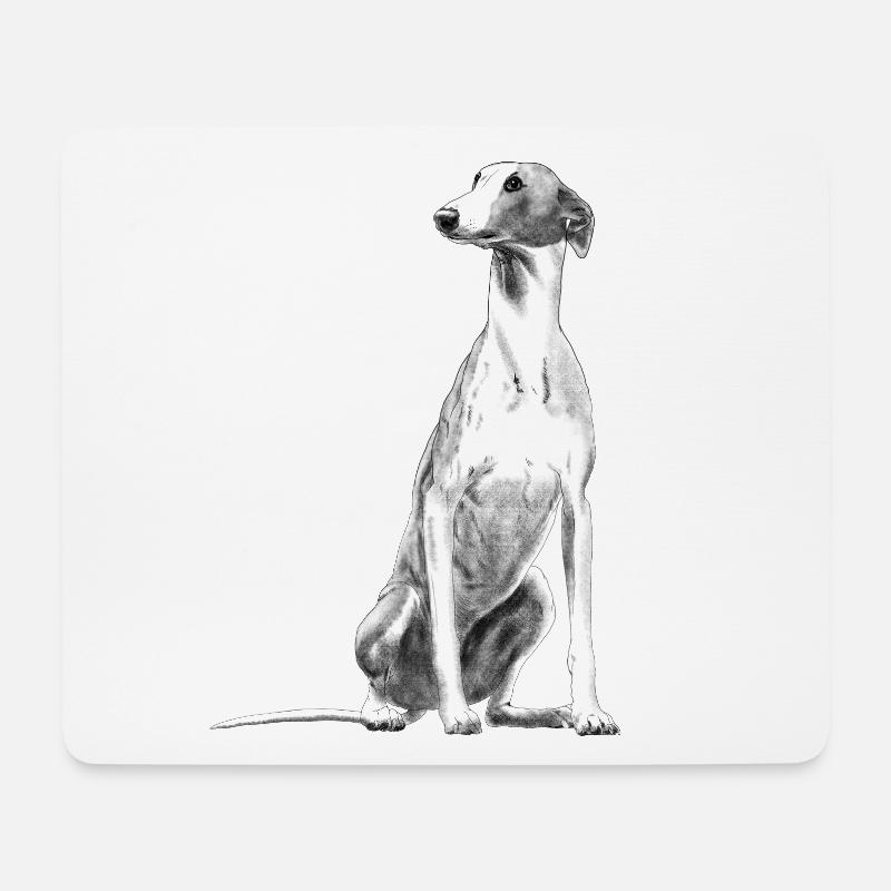 Sitzender Greyhound Windhund Whippet Hund - Mousepad (Querformat) - Weiß