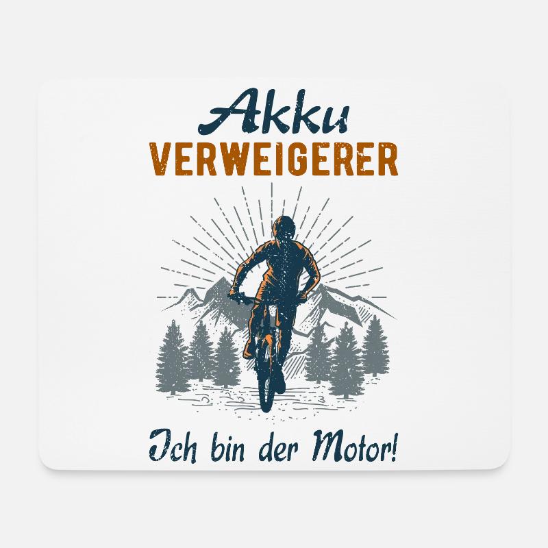 Akkuverweigerer MTB Dowhnhill Radsport Lustig - Mousepad (Querformat) - Weiß