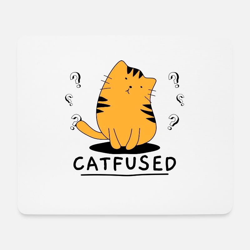 Verwirrt Katze Wortspiel Katzen Geschenk - Mousepad (Querformat) - Weiß