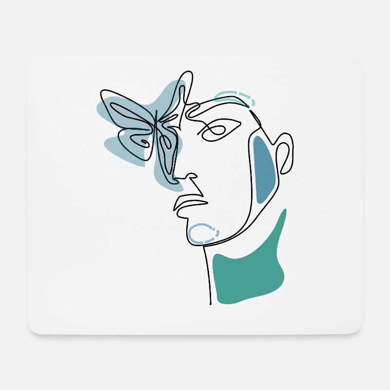OneLine-Art und Line-Art Kunst Lineart Gesicht - Mousepad (Querformat) - Weiß