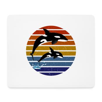 Orca Killer Whale Family Retro Vintage Sunset - Tapis de souris (format paysage) - blanc - Devant