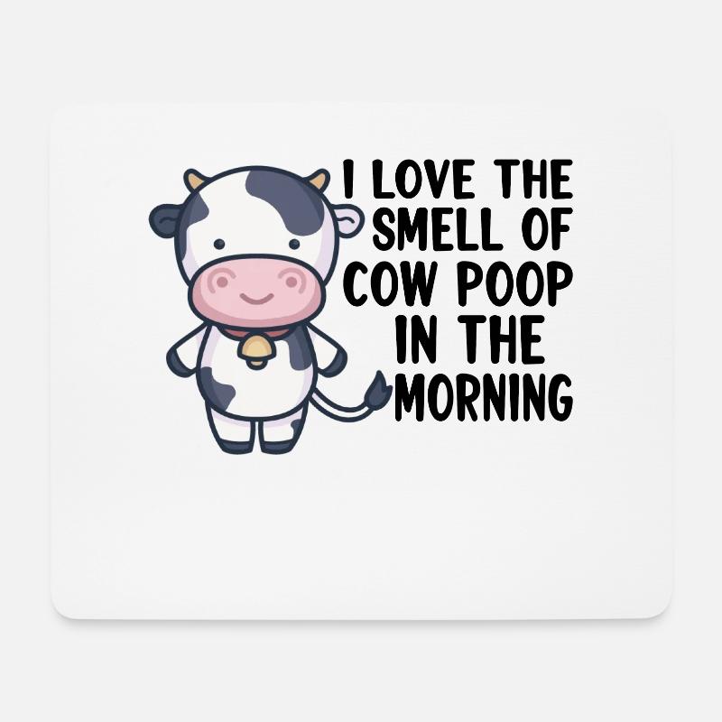 COW FARMER / CATTLE / LIVESTOCK GIFT : Cow Poop - Mousepad (Querformat) - Weiß
