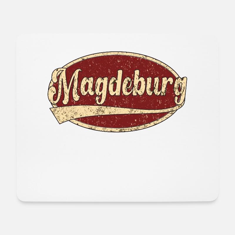 Magdeburg Retro Tshirt Geschenk - Mousepad (Querformat) - Weiß