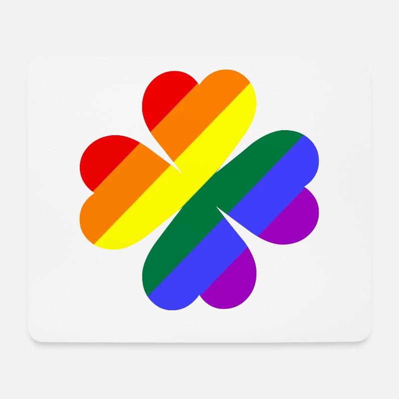 Kleeblatt Regenbogenfarben LGBTQ - Mousepad (Querformat) - Weiß
