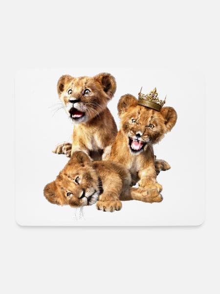 3 kleine Löwen, Löwenkinder, Löwenbabys - Mousepad (Querformat) - Weiß