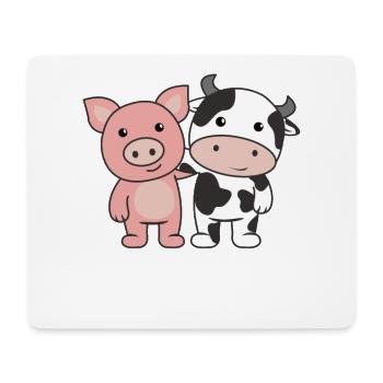 Porc vache cochons animaux mignons - Tapis de souris (format paysage) - blanc - Devant