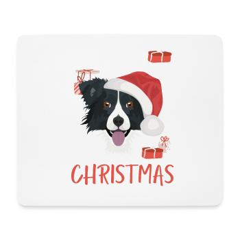 Border Collie Noël - Tapis de souris (format paysage) - blanc - Devant