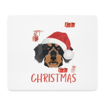 Rauhaardackel Weihnachten - Mousepad (Querformat) - Weiß - Vorne