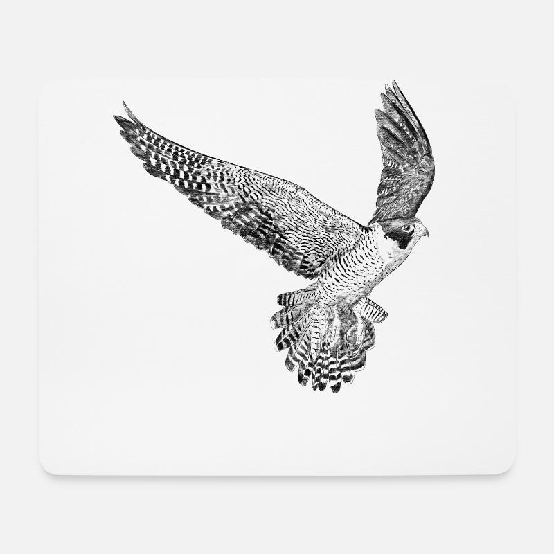 Fliegender Wanderfalke Vogel - Mousepad (Querformat) - Weiß