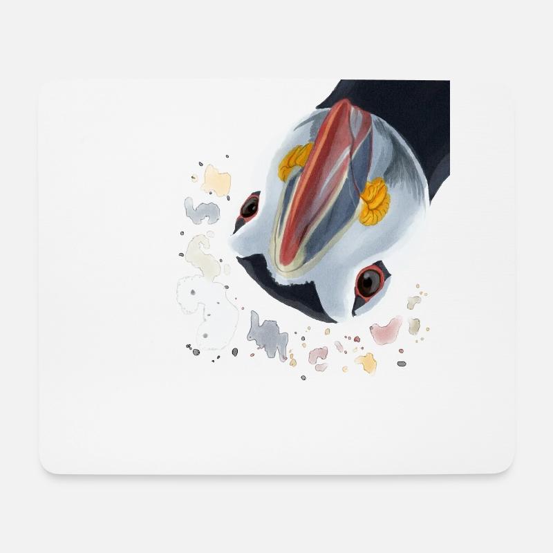 Funny Curious Puffin Bird - Mouse Pad (horizontal) - white