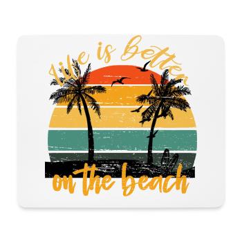 La vie est meilleure sur la plage vintage coucher de soleil - Tapis de souris (format paysage) - blanc - Devant