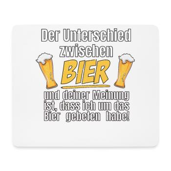 Der Unterschied zwischen Bier und deiner Meinung - Mousepad (Querformat) - Weiß - Vorne