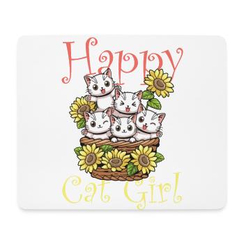 Chat chat heureux Chat Chaton - Tapis de souris (format paysage) - blanc - Devant