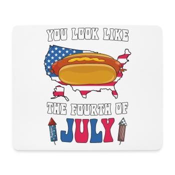 July 4 American Hot Dog for Hot Dog Lovers - Mouse Pad (horizontal) - white - Front