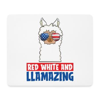 Red, White And Llamazing American July 4 - Mouse Pad (horizontal) - white - Front