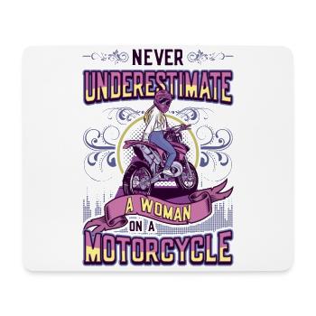 Unterschätzen Sie nie eine Frau auf einem Motorrad - Mousepad (Querformat) - Weiß - Vorne