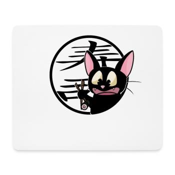 süße lustige Manga Katze Shirt Sticker - Mousepad (Querformat) - Weiß - Vorne
