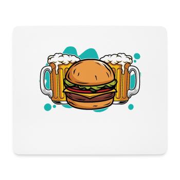 Burger Und Bier Deshalb Bin Ich Wegen Hamburger - Mousepad (Querformat) - Weiß - Vorne