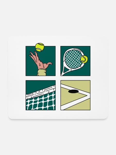 Tennisspieler Geschenk Comic Tennis Turnier Pokal - Mousepad (Querformat) - Weiß
