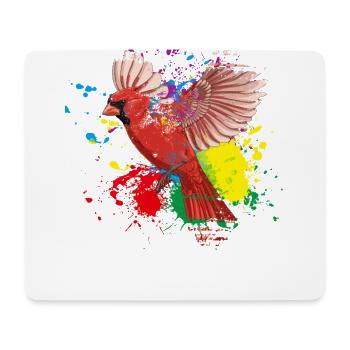 Bunter Fliegender Splash Vogel Rotkardinal - Mousepad (Querformat) - Weiß - Vorne