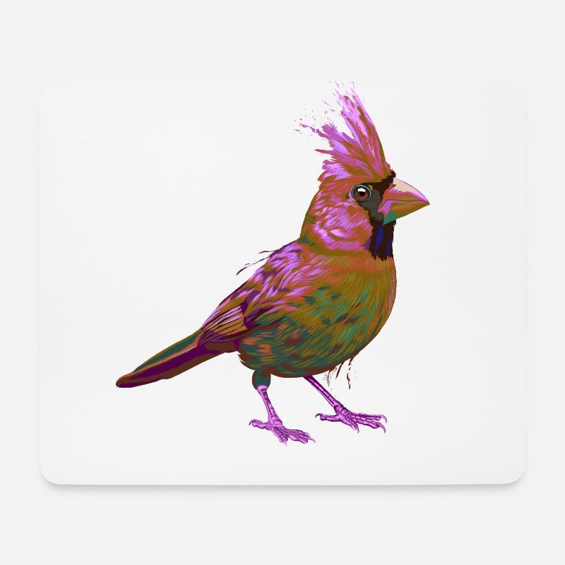 Bunter Splash Vogel Rotkardinal - Mousepad (Querformat) - Weiß