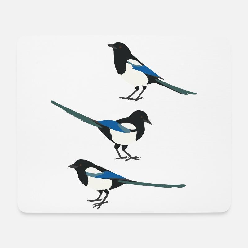 Funny Birds Magpie - Mouse Pad (horizontal) - white