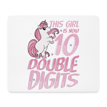 Fille à deux chiffres du 10e anniversaire, licorne de fête. - Tapis de souris (format paysage) - blanc - Devant